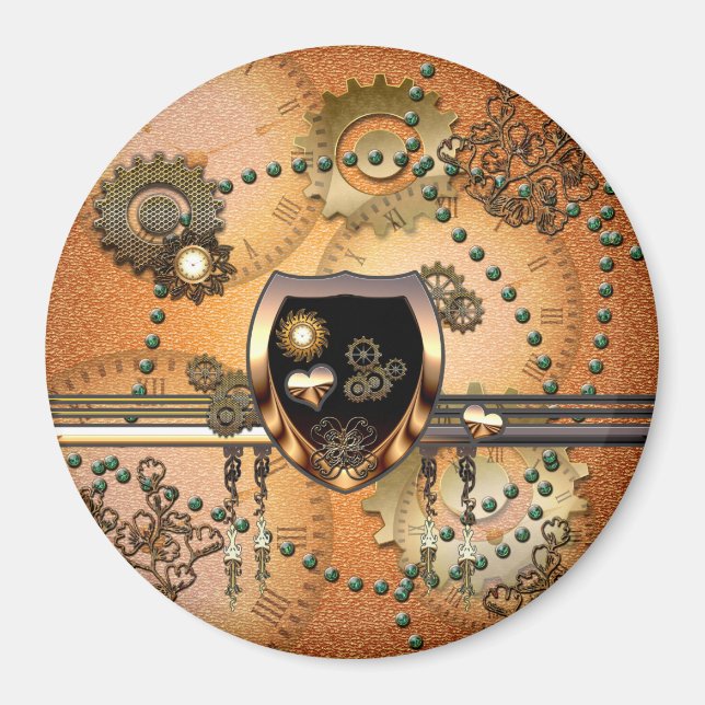 Steampunk, wahres Schild mit Herzen Magnet (Vorne)