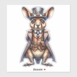 Steampunk Wallaby Transparent Sticker