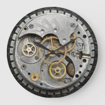 SteamPunk Wanduhr, silberne Uhr, Acryluhr