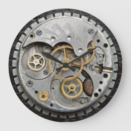 SteamPunk Wanduhr, silberne Uhr, Acryluhr Große Wanduhr