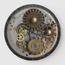 SteamPunk-Wanduhr, Stahl-Uhr, Acryl-Uhr