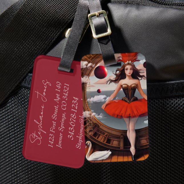 Steampunk Watercolor Ballerina Backpack Gepäckanhänger (Von Creator hochgeladen)