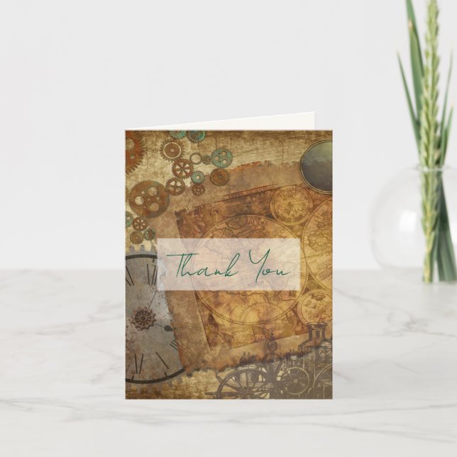 Steampunk Wedding danke Ihnen Message Cards (Vorderseite)