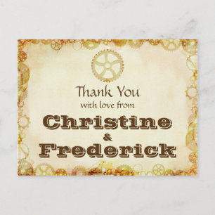 Steampunk Wedding, danke Postcard. Postkarte