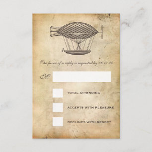 Steampunk Wedding RSVP Viktorianisch Airship Karte