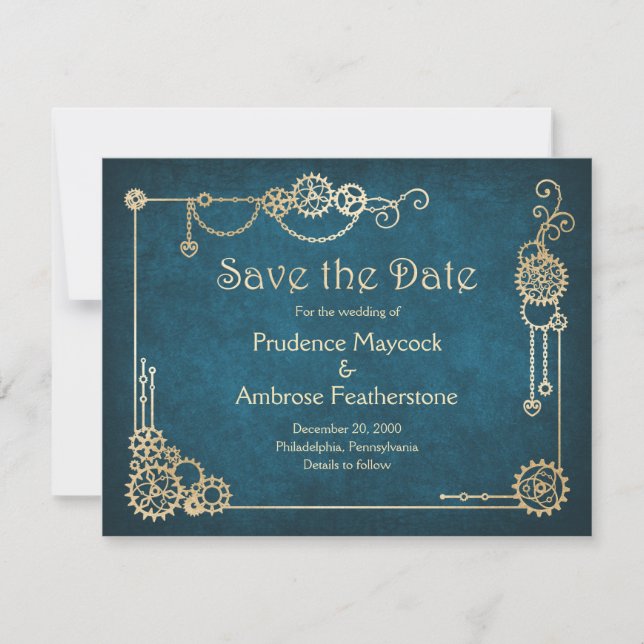 Steampunk Wedding Save The Date (Vorderseite)