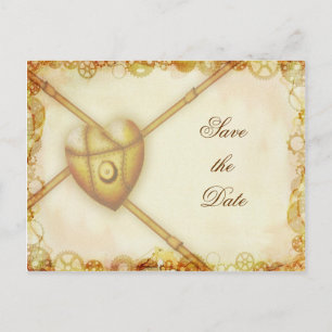 Steampunk Wedding, Save the Date Postcard Ankündigungspostkarte