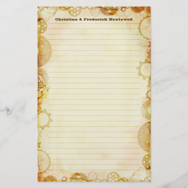 Steampunk Wedding, Schreibwaren Briefpapier (Vorderseite)