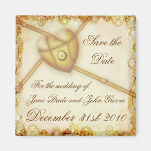 Steampunk Wedding, speichern Sie den Datums-Magnet Magnet