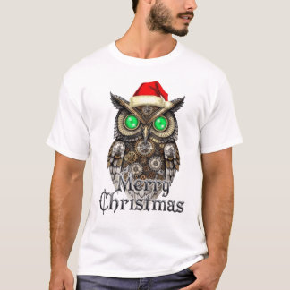 Steampunk-Weihnachts-Eule: Messing & Smaragd E T-Shirt