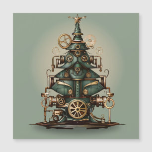 Steampunk Weihnachtsbaum Vintag Retro Style Magnetkarte