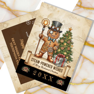 Steampunk-Weihnachtsmann aus Lebkuchen Feiertagskarte