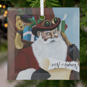 Steampunk-Weihnachtsmann viktorianische Weihnachts Ornament Aus Glas