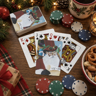 Steampunk-Weihnachtsmann viktorianische Weihnachts Spielkarten