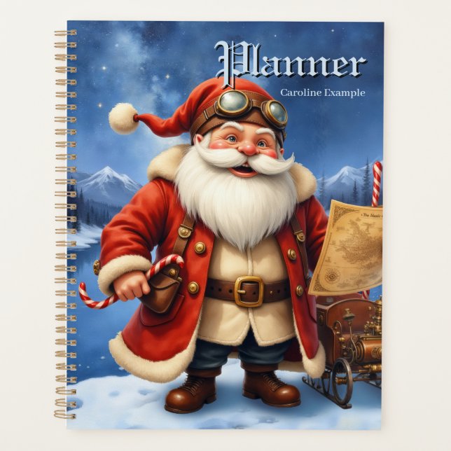 Steampunk Weihnachtsmann – Vintage Weihnachtsabent Planer (Vorderseite)