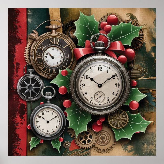 Steampunk-Weihnachtsposter Poster (Vorne)