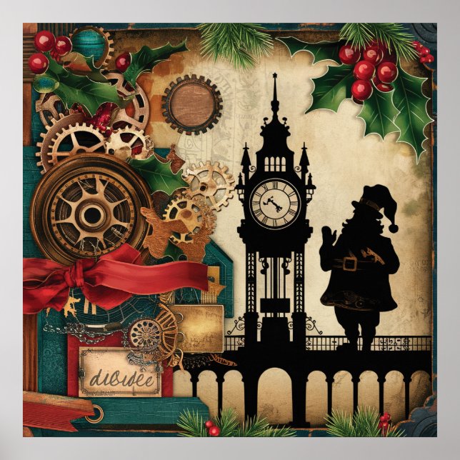 Steampunk-Weihnachtsposter Poster (Vorne)