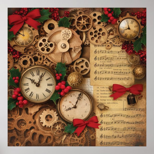 Steampunk-Weihnachtsposter Poster (Vorne)