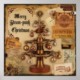 Steampunk-Weihnachtsposter Poster
