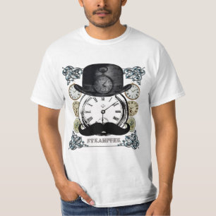 Steampunk - Werfer, Schnurrbart und Uhrcollage T-Shirt