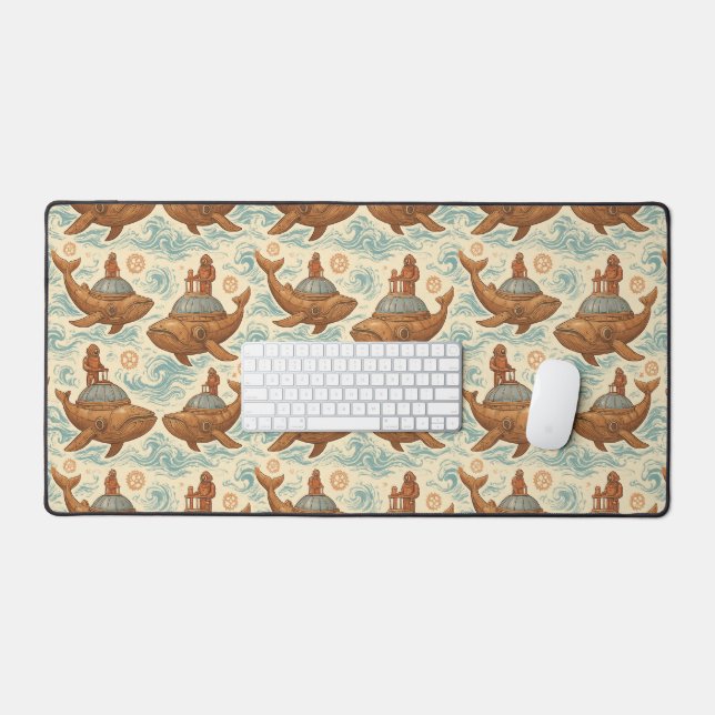 Steampunk Whale Sub Voyage Schreibtischunterlage (Tastatur & Maus)