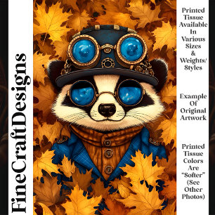 Steampunk Whimsy Niedlich Racoon Herbst T2 Decoupa Seidenpapier
