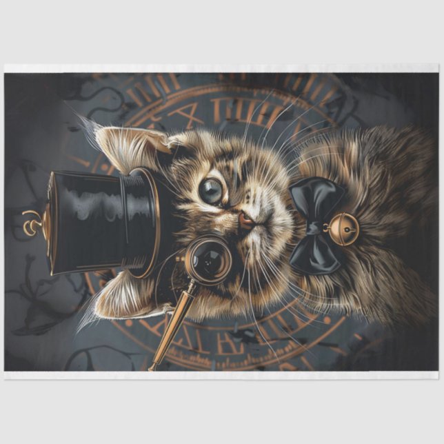 Steampunk Whiskers Kitten Decoupage Seidenpapier (Vorderseite)