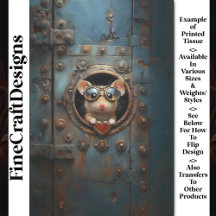 Steampunk White Mouse & Red Heart BQ1 Decoupage