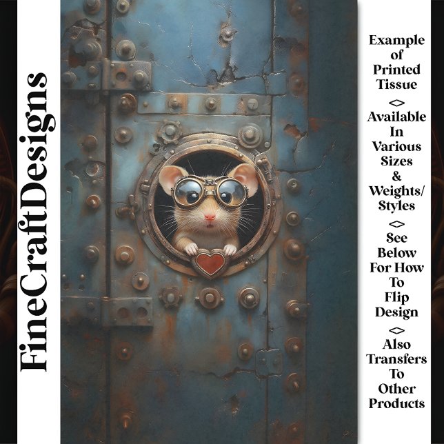 Steampunk White Mouse & Red Heart BQ1 Decoupage Seidenpapier (Von Creator hochgeladen)