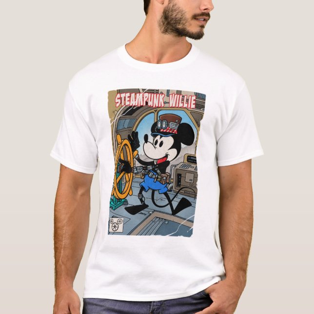 Steampunk Willie , Cartoon Maus am Steuer. T-Shirt (Vorderseite)