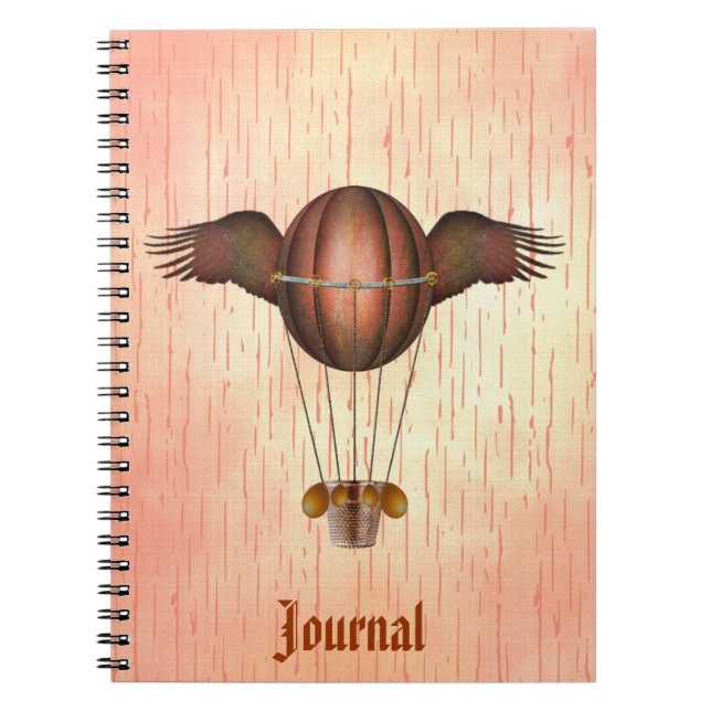 Steampunk Winged Balloon Journal Notizblock (Vorderseite)