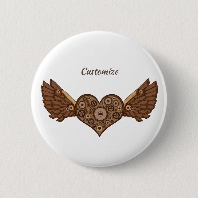 Steampunk Winged Heart mit Gears Thunder_Cove Button (Vorderseite)