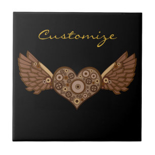 Steampunk Winged Heart mit Gears Thunder_Cove Fliese