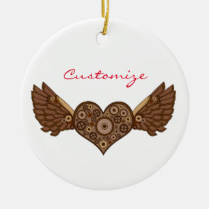 Steampunk Winged Heart mit Gears Thunder_Cove Keramik Ornament