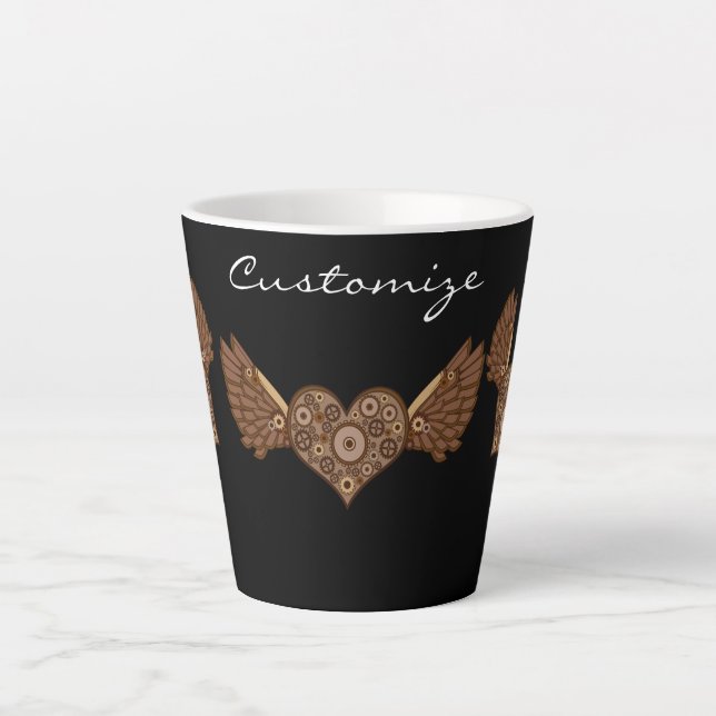 Steampunk Winged Heart mit Gears Thunder_Cove Milchtasse (Vorderseite)