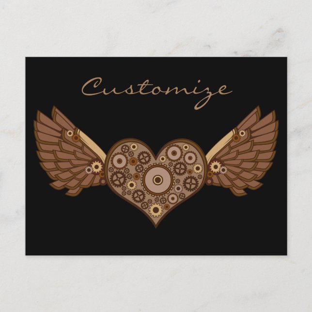 Steampunk Winged Heart mit Gears Thunder_Cove Postkarte (Vorderseite)