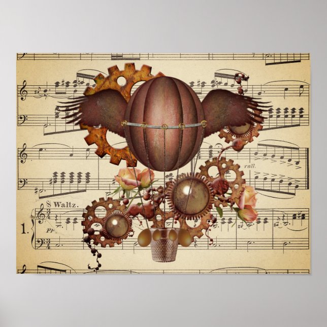 Steampunk Winged Heißluftballon Poster (Vorne)