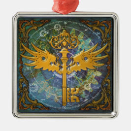 Steampunk Winged Key Ornament Aus Metall