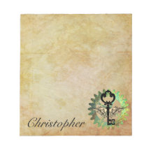 Steampunk Winged Key und Cog Wheel Notepad
