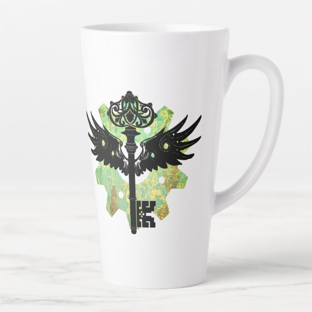 Steampunk Winged Key und Cogwheel Milchtasse (Rechts)