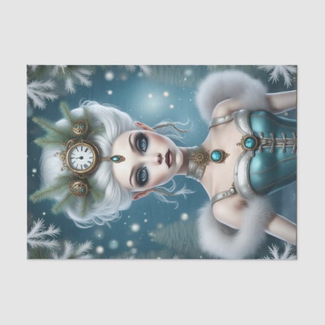 Steampunk Winter Goddess Weihnachten Decoupage Pap Seidenpapier (Vorderseite)