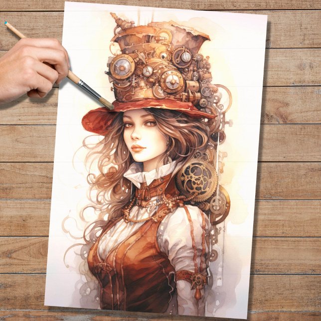 Steampunk Woman 5 Dekoupage Paper Seidenpapier (Von Creator hochgeladen)