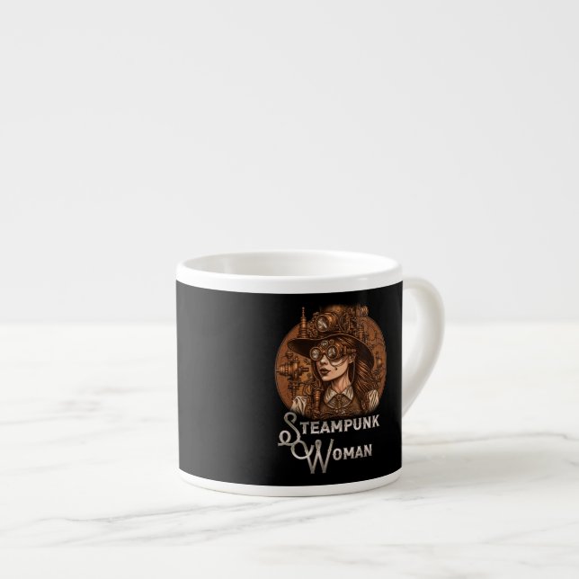 Steampunk Woman Espresso Tasse (Vorderseite Rechts)