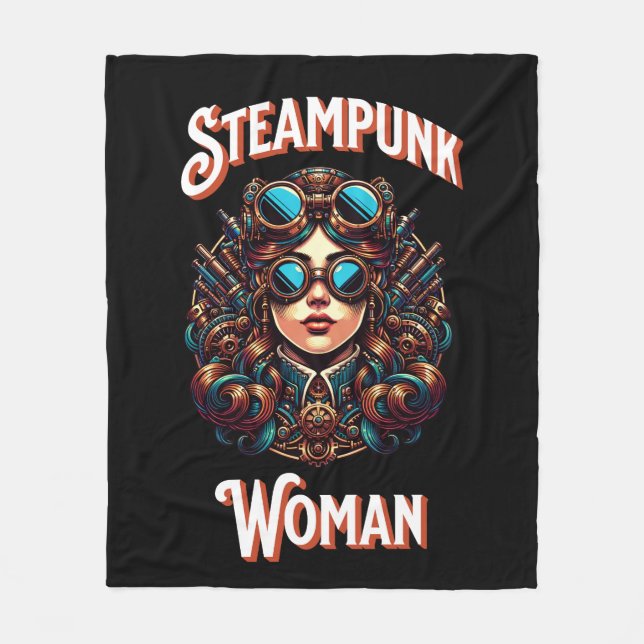 Steampunk Woman Fleecedecke (Vorderseite)