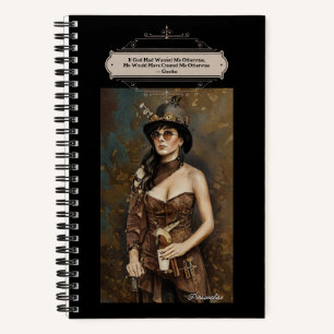Steampunk Woman Goethe God Quote Black Journal Notizbuch