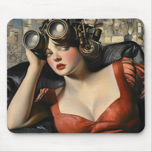 Steampunk Woman Mouse Pad Mousepad