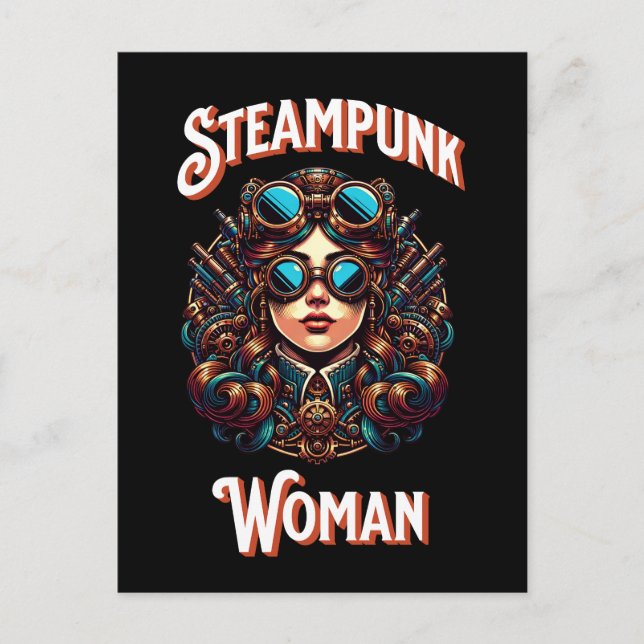 Steampunk Woman Postkarte (Vorderseite)