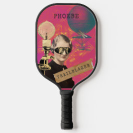 Steampunk Woman Trailblazer Pop Art Personalisiert Pickleball Schläger