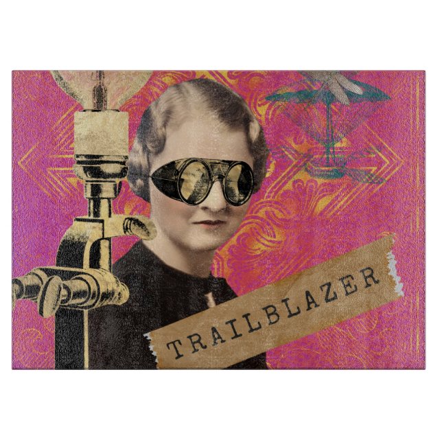 Steampunk Woman Trailblazer Pop Art Schneidebrett (Vorderseite)