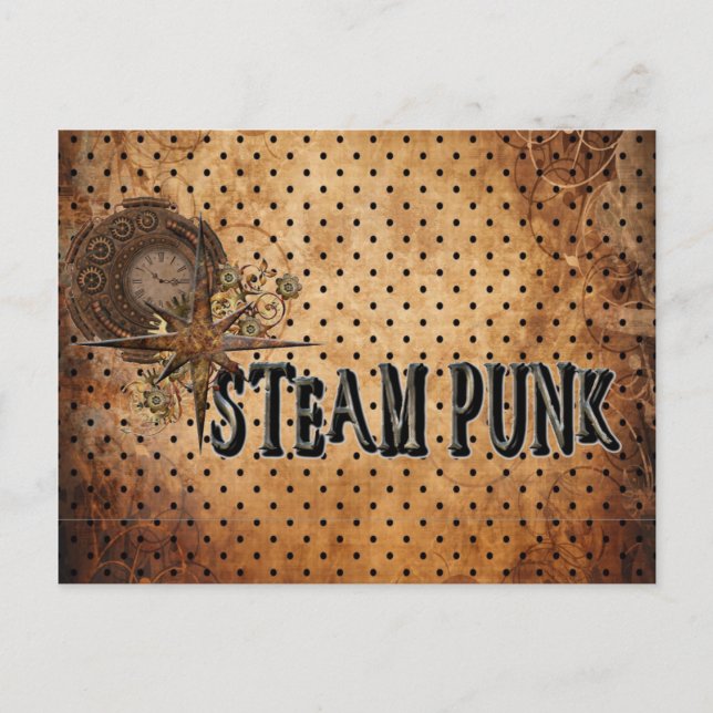 Steampunk-Wortcollage Postkarte (Vorderseite)